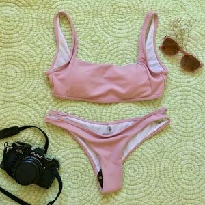 Pink ribbed bikini set new